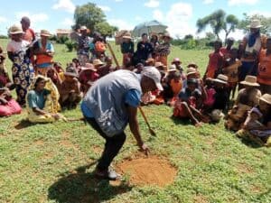 Community gathering for soil improvement and education in rural area.
