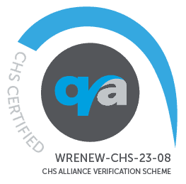 World Renew logo featuring CHS certification badge for quality assurance.