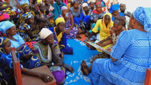 Women in Senegal participating in a community training session.
